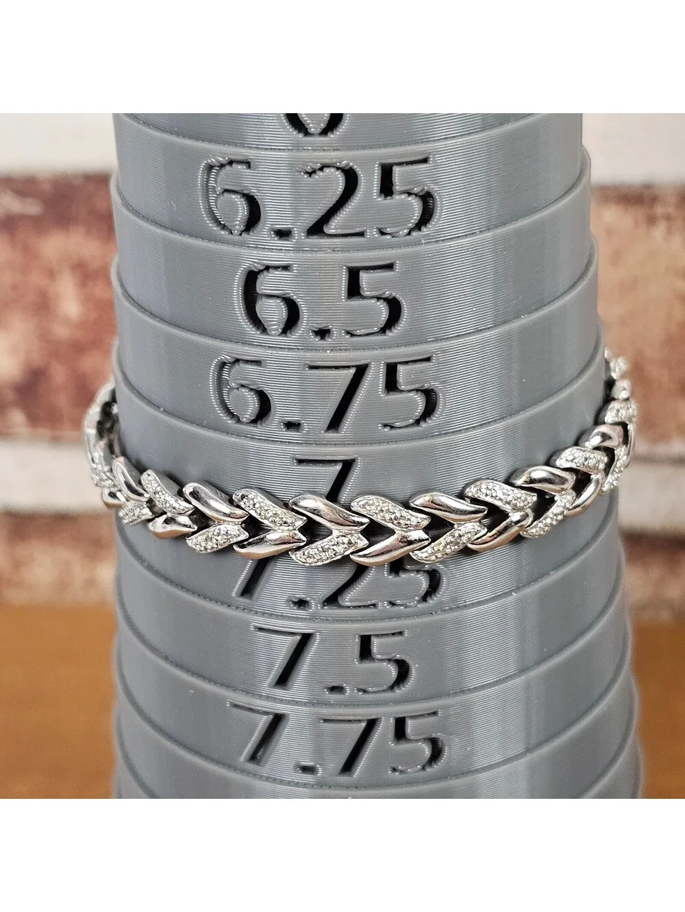 925 Sterling Silver Pavé Link Bracelet 7